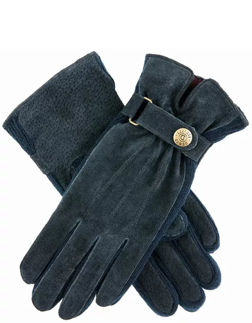 Dents Women's Fleece Lined Suede Walking Gloves In Navy