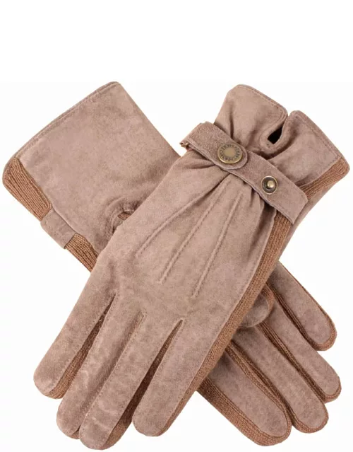 Dents Women's Fleece Lined Suede Walking Gloves In Oatmea