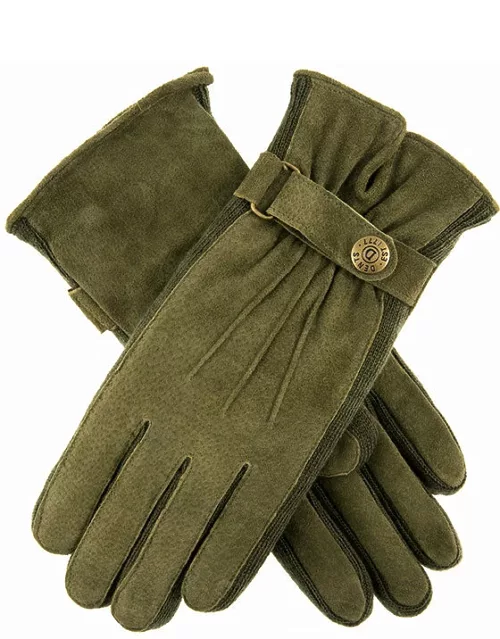 Dents Women's Fleece Lined Suede Walking Gloves In Sage