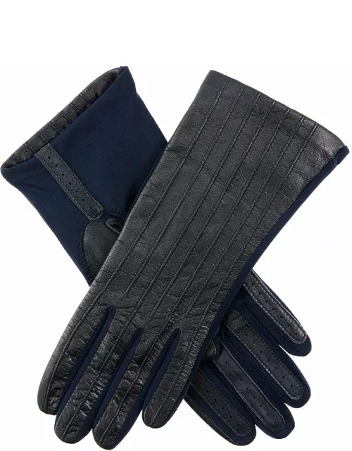 Dents Women's Leather And Elastane Gloves In Navy