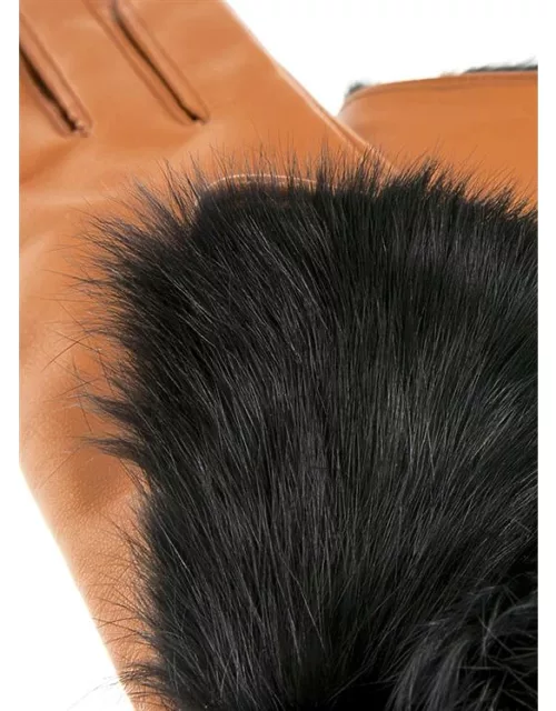Dents Women's Wool Lined Leather Gloves With Fur Cuffs In Cognac