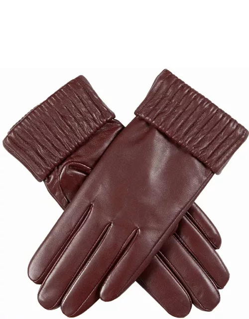 Dents Women'S Leather Gloves With Ribbed Cuffs In Claret