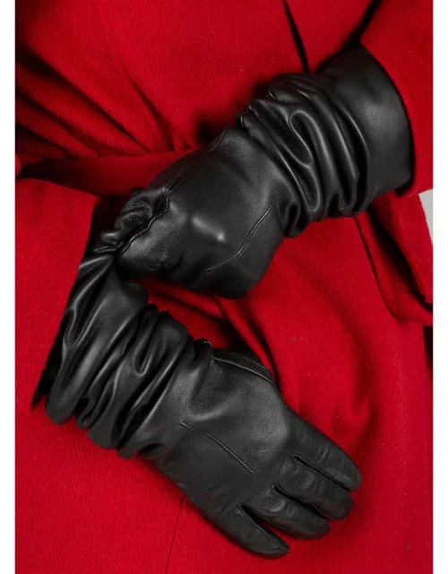 Dents Women's Single Point Long Leather Gloves In Black