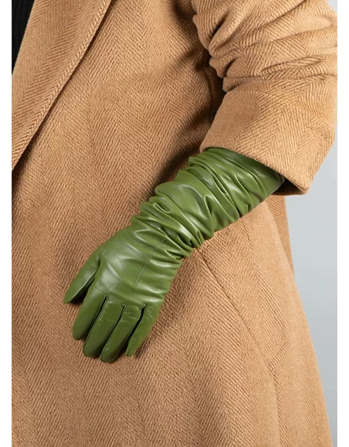 Dents Women's Single Point Long Leather Gloves In Green
