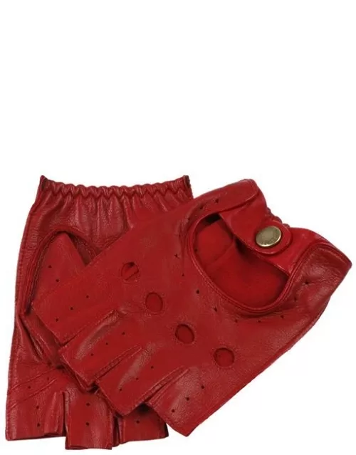Dents Women's Fingerless Leather Driving Gloves In Berry