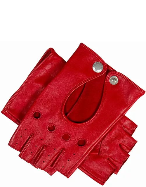 Dents Women'S Leather Fingerless Keyhole Driving Gloves In Berry