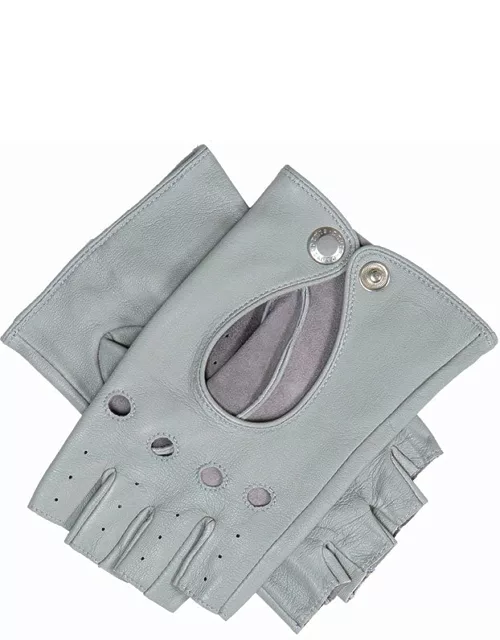 Dents Women'S Leather Fingerless Keyhole Driving Gloves In Dove Grey