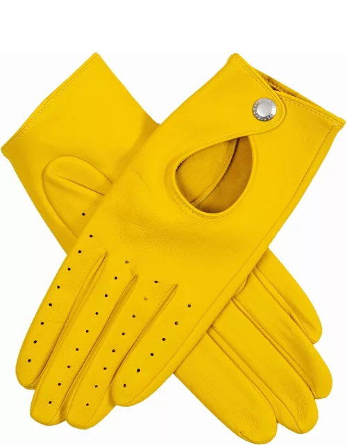 Dents Women's Leather Driving Gloves In Yellow