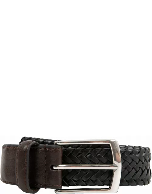 Dents Men's Plaited Leather Belt In Black/brown