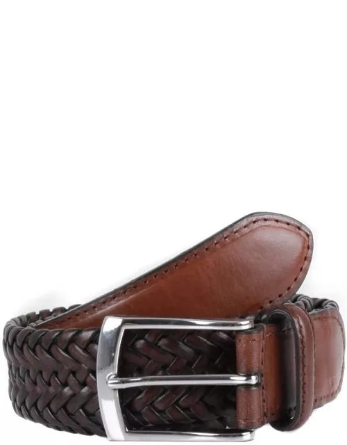Dents Men's Plaited Leather Belt In Brown