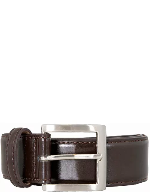 Dents Men's Leather Belt With Silver Satin Buckle In Brown