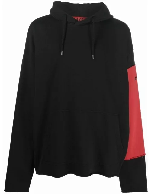 Black drawstring cotton hoodie