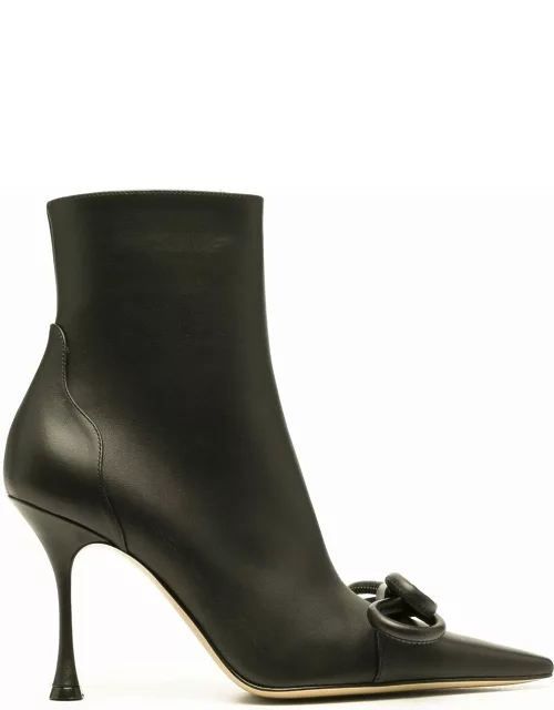 Double Bow pointed ankle boot