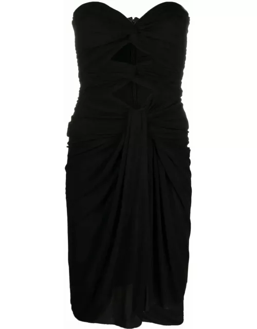 Black short dress with cut-out detail and sweetheart neckline