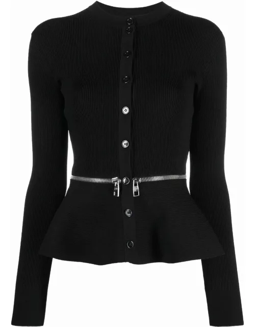 Black cardigan with zipper detai
