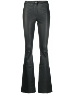 Black flared leather pant