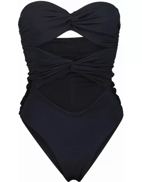 Black one-piece swimsuit with cut-out detai