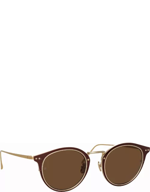 Cooper Oval Sunglasses in Light Gold and Brown
