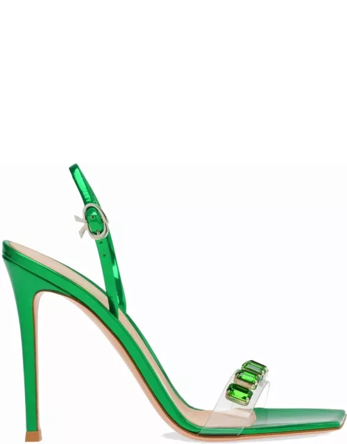 Green sandals Ribbon Candy with crystal