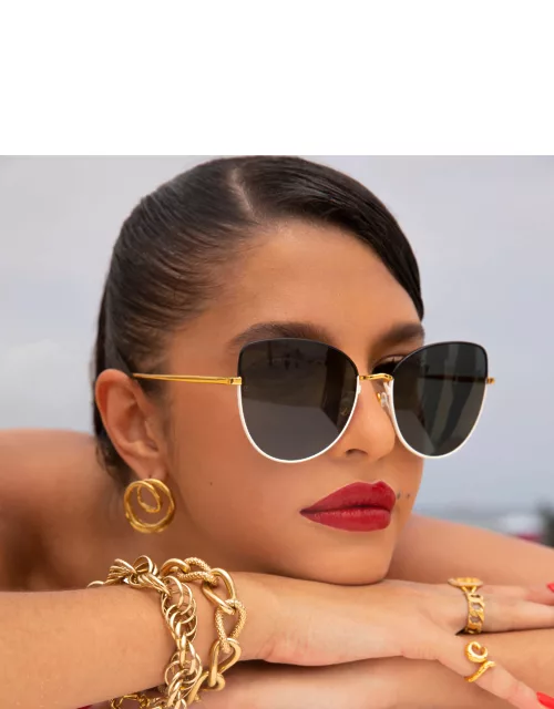Eloise Cat Eye Sunglasses in Black and Yellow Gold