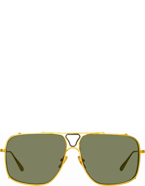 Enzo Aviator Sunglasses in Yellow Gold