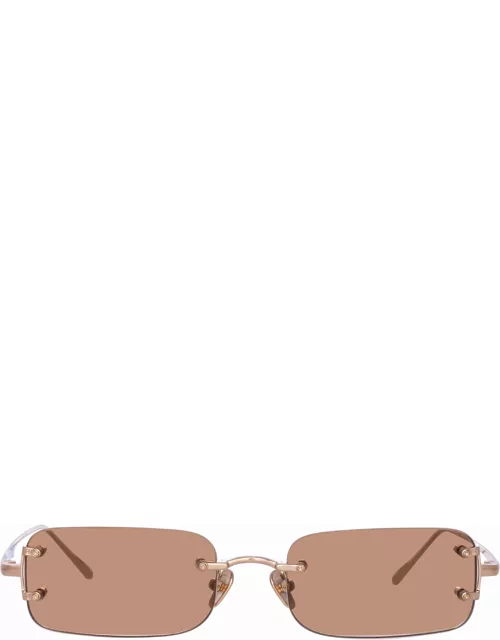 Taylor Rectangular Sunglasses in Light Gold and Sand