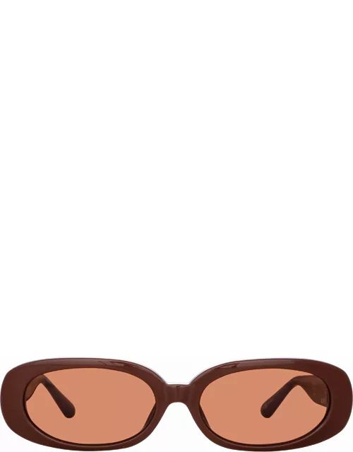Cara Oval Sunglasses in Brown