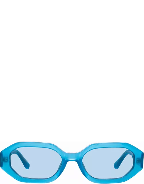 The Attico Irene Angular Sunglasses in Turquoise
