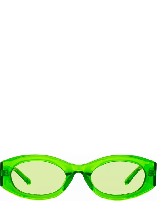 The Attico Berta Oval Sunglasses in Green