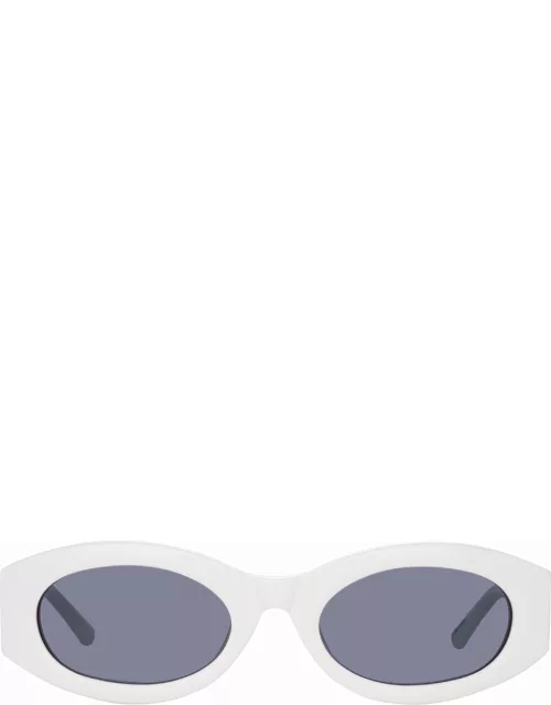 The Attico Berta Oval Sunglasses in White