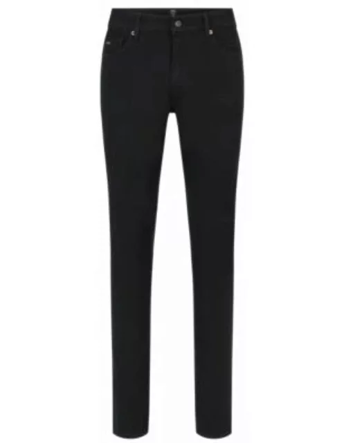 Slim-fit jeans in black comfort-stretch denim- Black Men's Jean