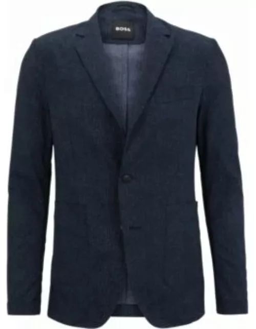 Slim-fit jacket in washable water-repellent fabric- Dark Blue Men's Sport Coat