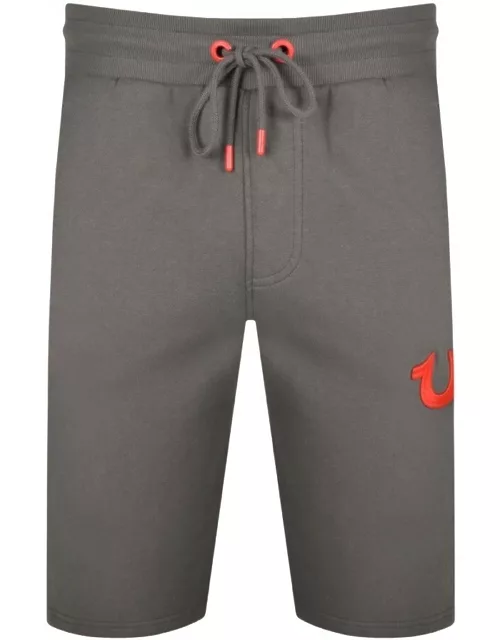 True Religion Logo Jersey Shorts Grey