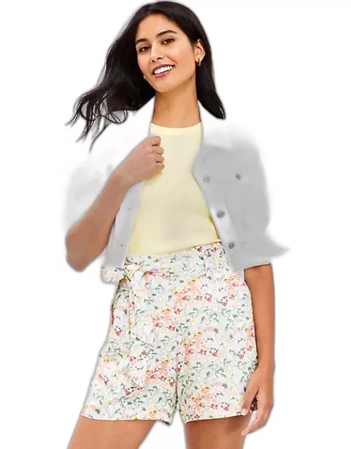 Loft Paperbag Shorts in Buttercup Floral Linen Blend