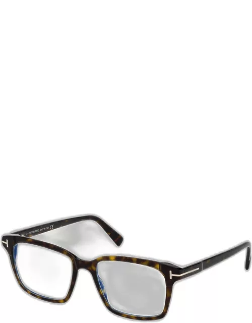 Men's Blue Block 54mm Square Acetate Optical Glasse