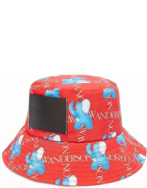 Asymmetrical bucket hat with logo print