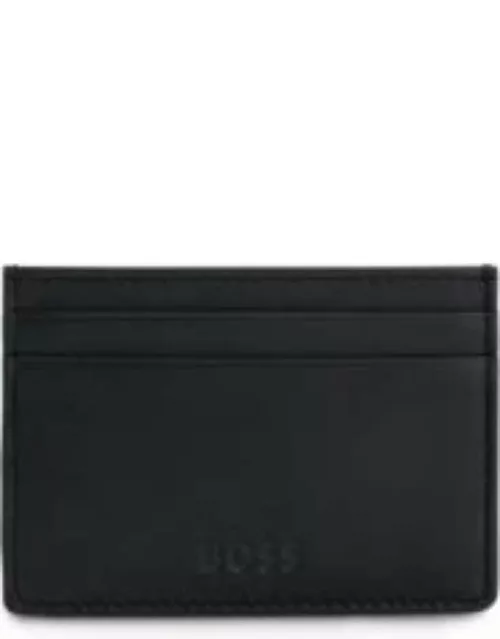 Matte-leather card holder with embossed logo- Black Men's Wallet