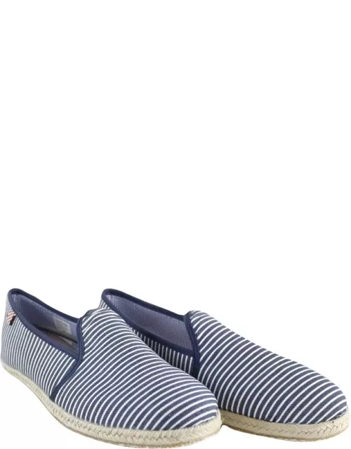 MC2 Saint Barth White And Blue Striped Canvas Shoe