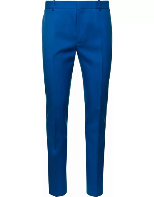 Alexander McQueen Blue Slim Pants With Welt Pockets In Wool Man