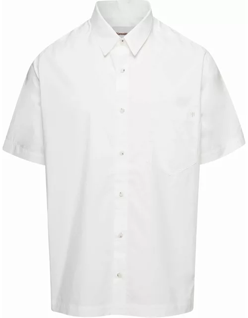 Nanushka adam White Short Sleeve Shirt With Tonal Letter Embroidery In Cotton Man