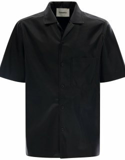 Nanushka bodil Black Short Sleeve Shirt In Faux Leather Man