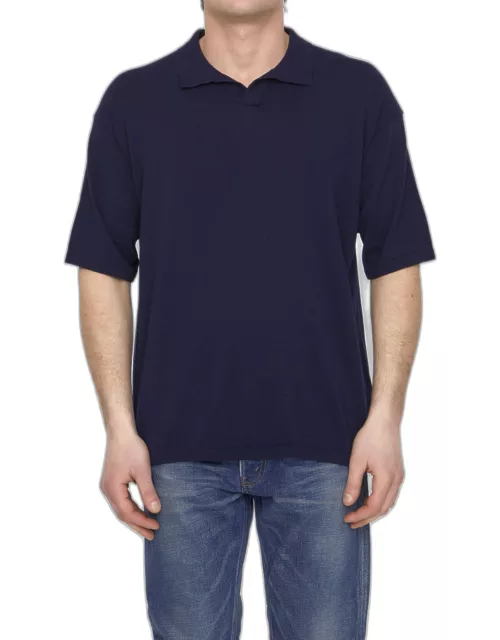 Roberto Collina Blue Cotton Polo Shirt