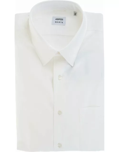 Aspesi Classic Shirt In White Cotton Poplin