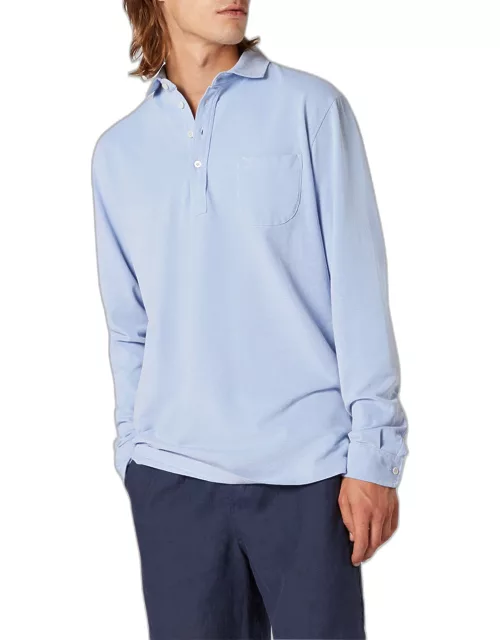 Men's Long-Sleeve Cotton Polo Shirt