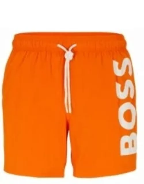 Quick-dry swim shorts with large logo print- Orange Men's Swim Short
