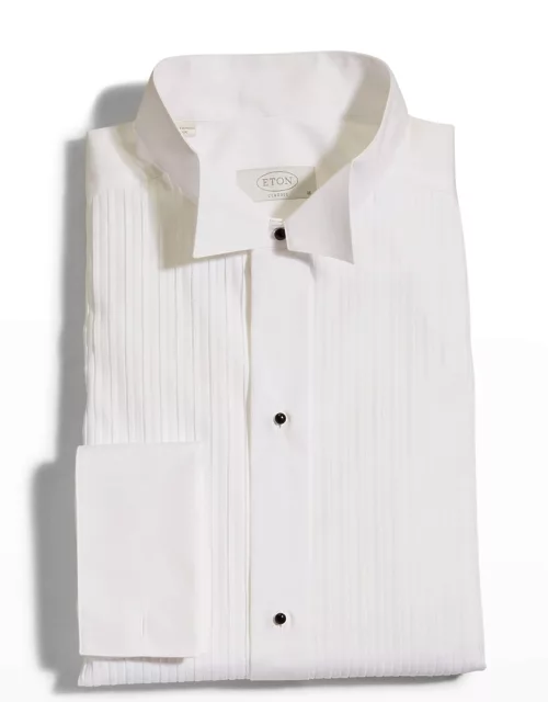 Men's Classic Fit Pleated-Bib Stud Tuxedo Shirt