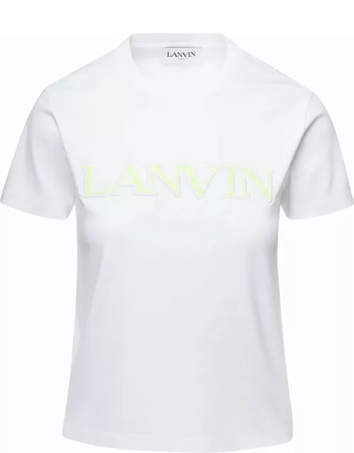 Lanvin White Classic Fit T-shirt With Printed Logo In Cotton Woman