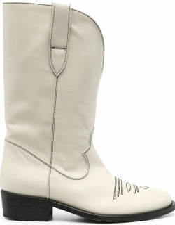 Via Roma 15 Off-white Calf Leather Boot