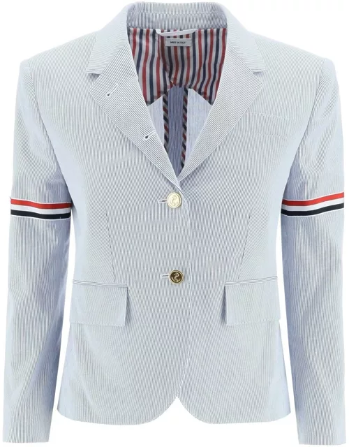 THOM BROWNE PINCORD BLAZER WITH TRICOLOR GROSGRAIN ARMBAND