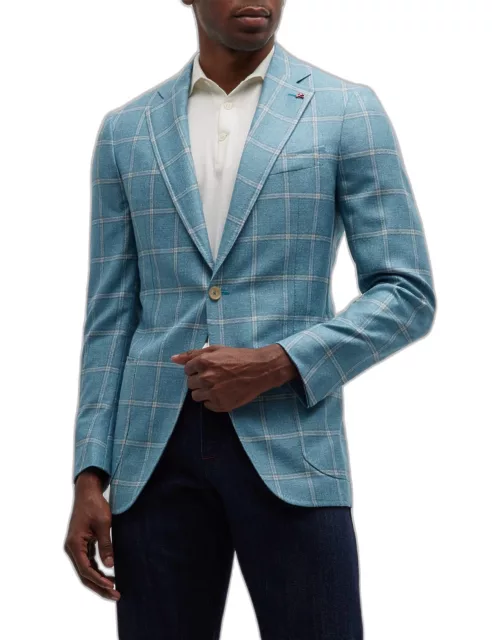 Men's Silk-Cashmere Windowpane Sport Coat